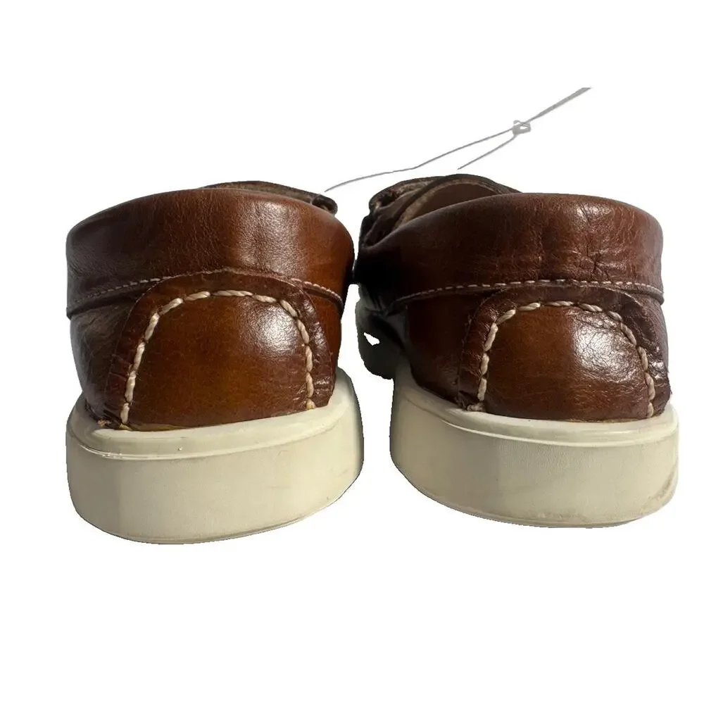 Elephantito Kids Brown Leather Hook & Loop Loafers Moccasins Toddler Size 10